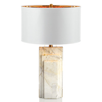 Drum shade marble table lamp