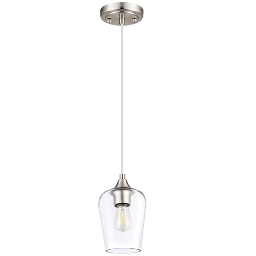 Brushed nickel clear glass pendant light