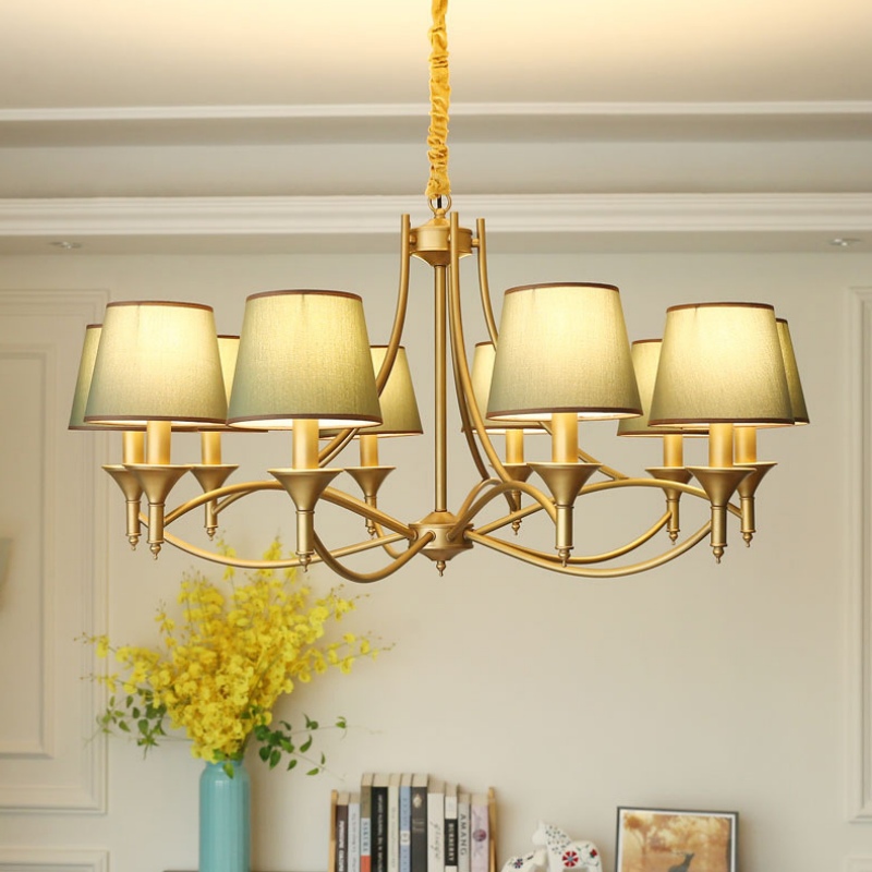 Brass 10 light chandelier