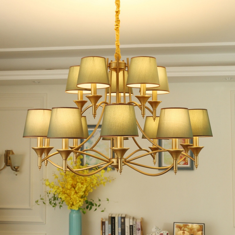Large chandelier with shades