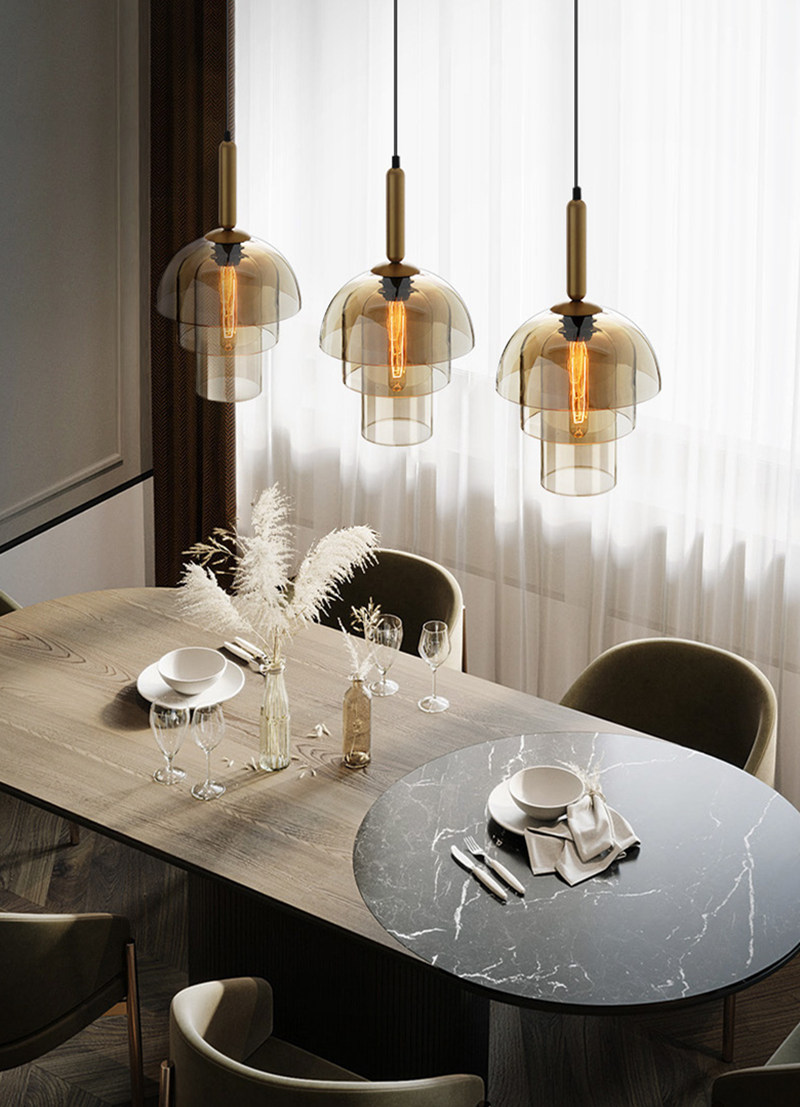 Dining room modern glass pendant lights