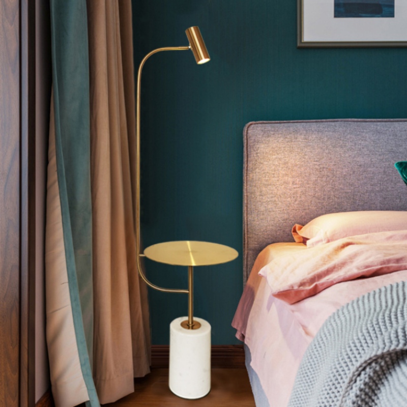 Bedside floor lamp with table