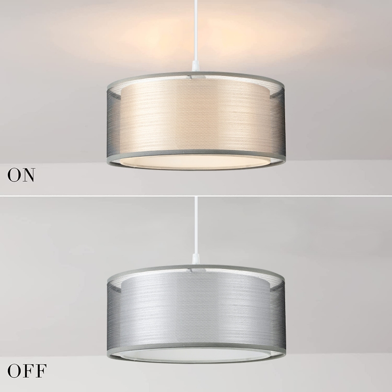 Double drum shade pendant lighting