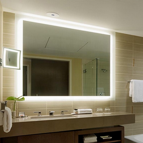 Frameless LED lighted bathroom mirror