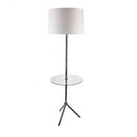 Floor lamp with glass table