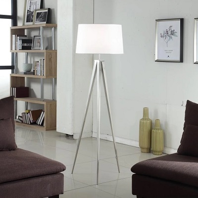 Silver tripod floor lamp