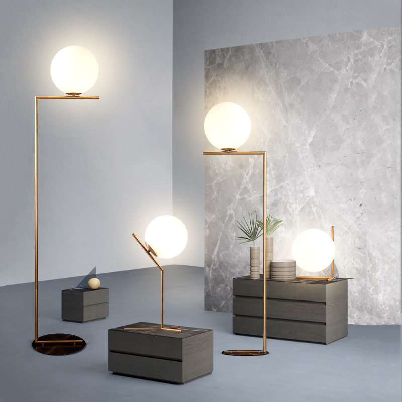 Globe floor lamp and globe table lamp