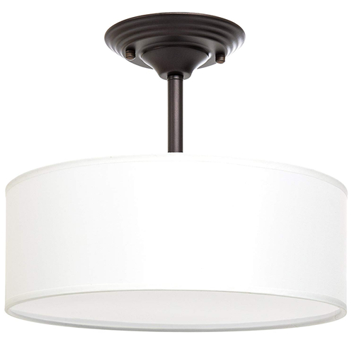 Drum semi flush light fixture