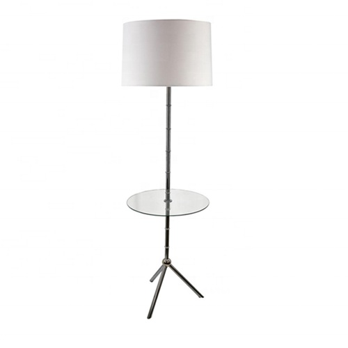 Floor lamp with glass shelf attached