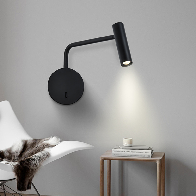 Black bedside LED reading light