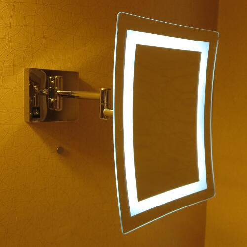 Frameless lighted makeup mirror