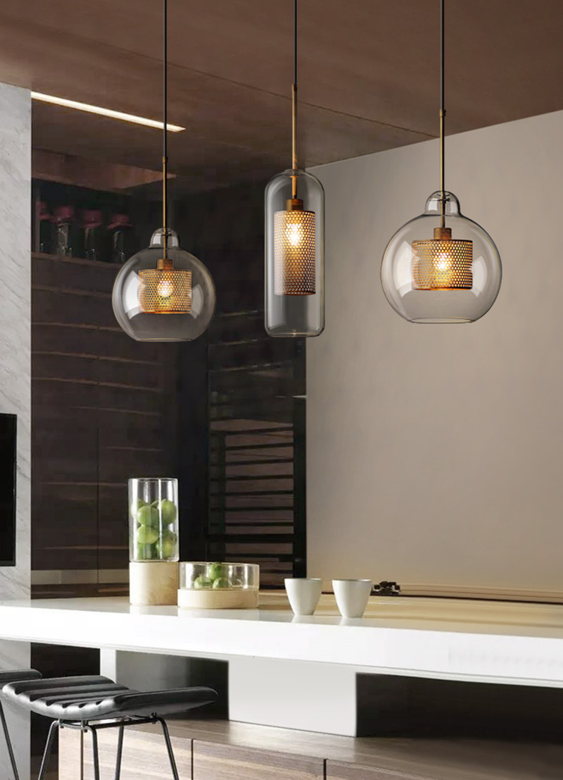 Glass pendant light for kitchen island