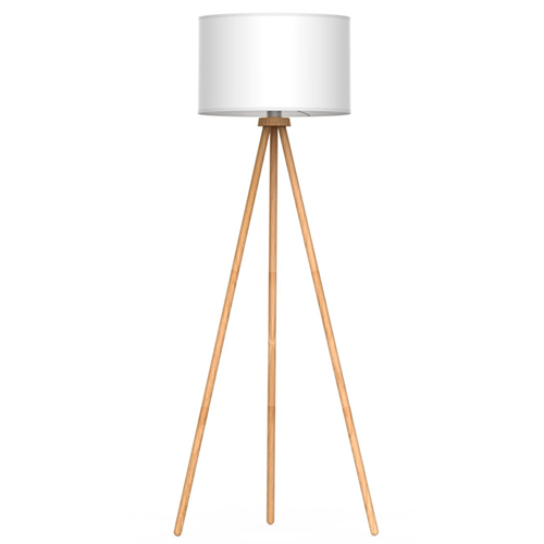 Modern wooden tripod floor lamp