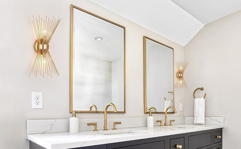 Gold bathroom wall sconce