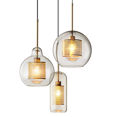 Brass and glass pendant light