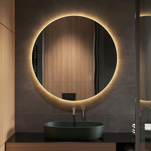 Round backlit vanity mirror