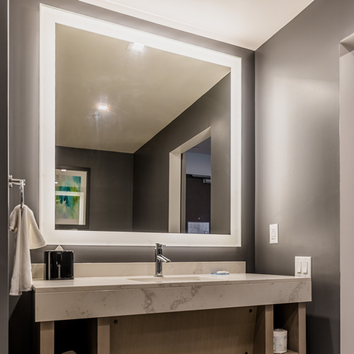 Wall mounted illuminated LED bathroom mirror