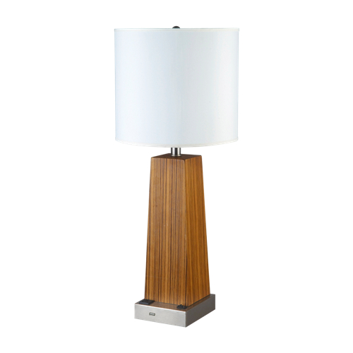Wooden bedside table lamp