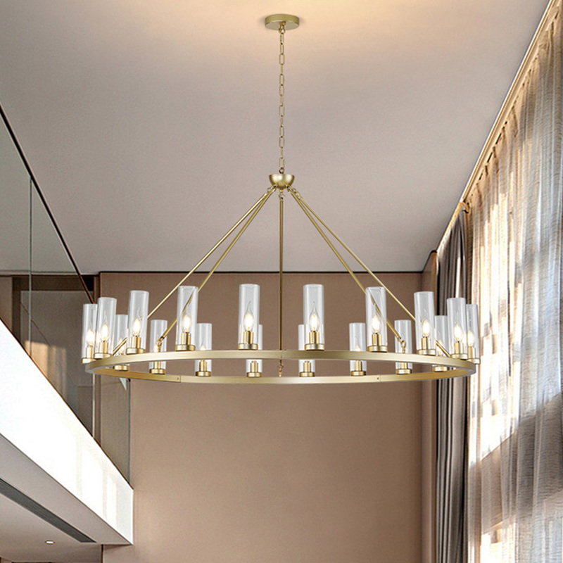 Large gold industrial chandelier