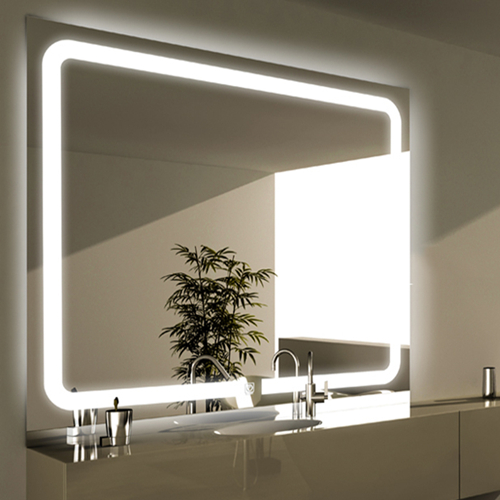 Wall mounted LED lighted bathroom mirror