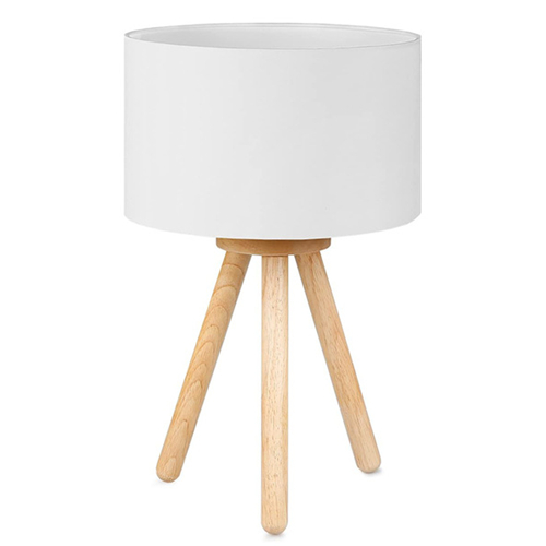 Wooden tripod bedside lamp