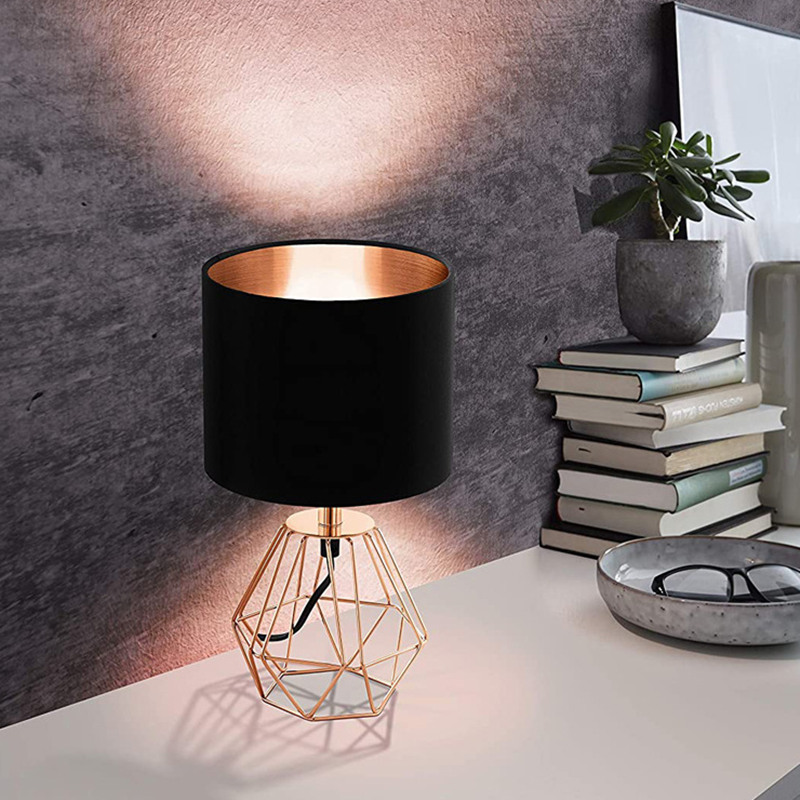 Copper geometric table lamp