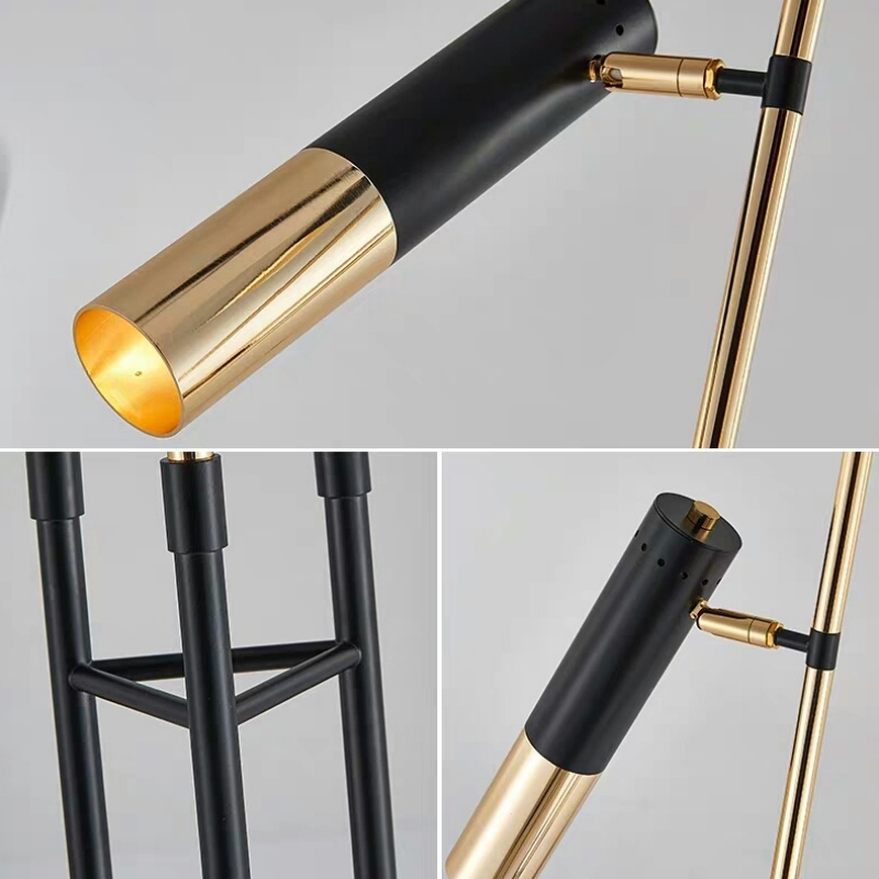 Black and brass floor reading lamp