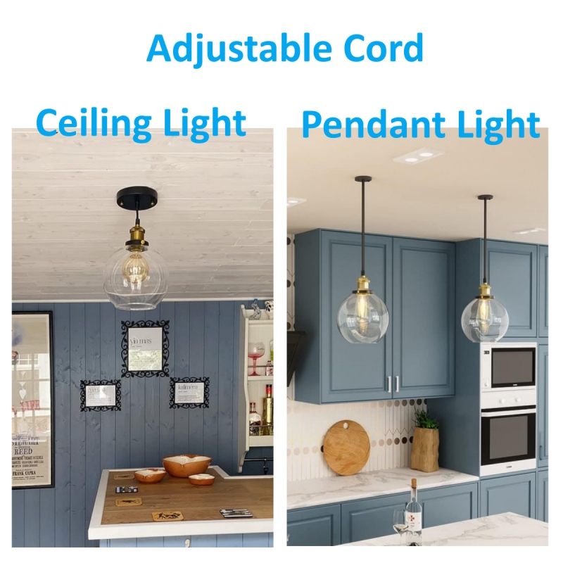 Kitchen round glass pendant light