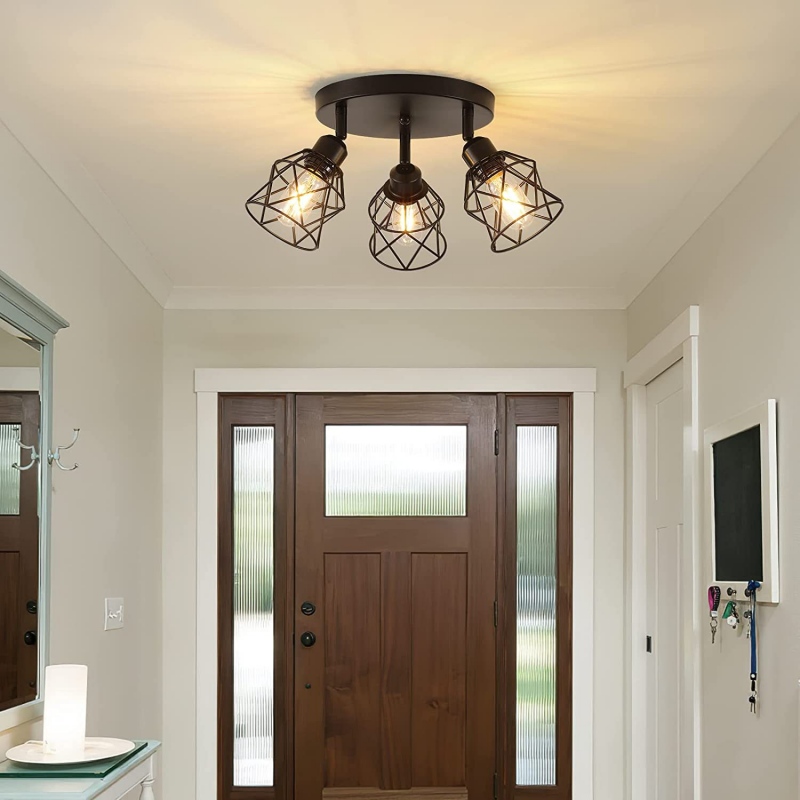 Semi flush mount lighting for entryway