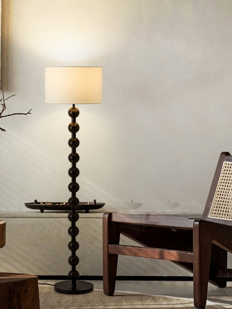 Wooden base standing lamp