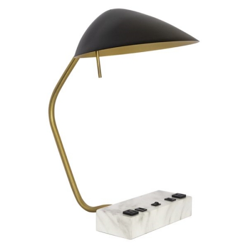 Marble desk lamp with USB port and outlet