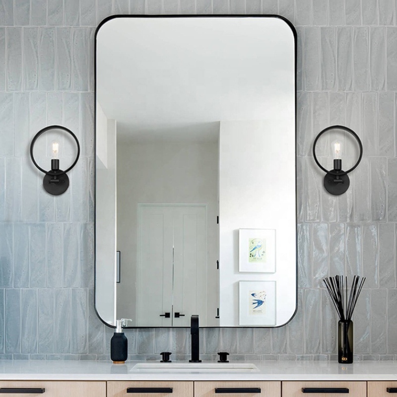 Matte black wall sconce bathroom