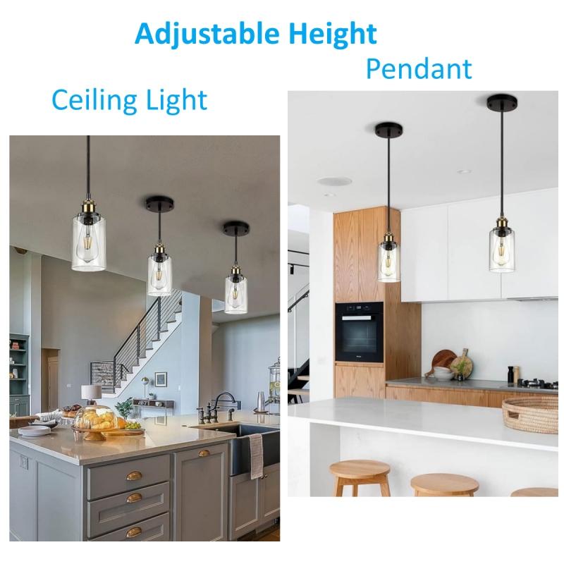 Black and glass pendant light kitchen