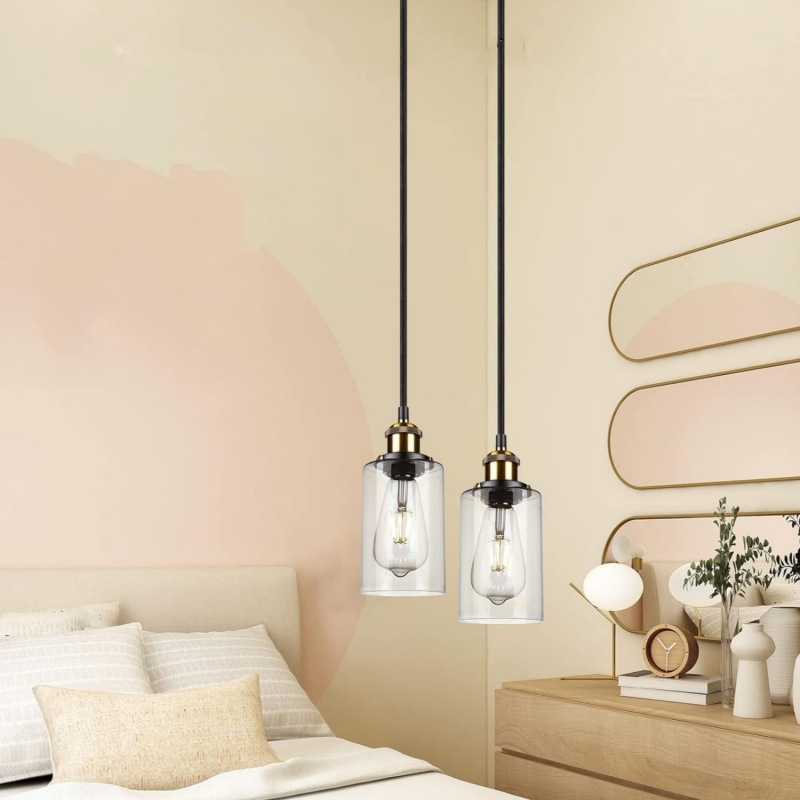 Glass hanging bedside pendant lamps