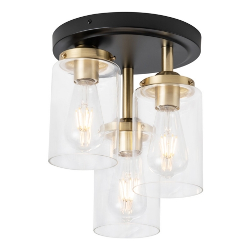 Modern black and gold semi flush mount light