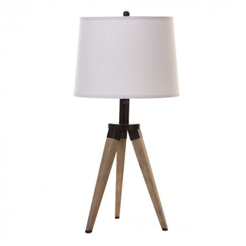 China Oak Wooden Tripod Table Lamp With, Wooden Tripod Table Lamp With Grey Shade