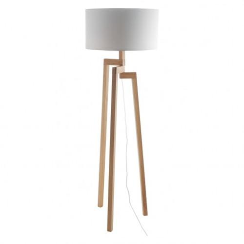 Light wood tripod floor lamp