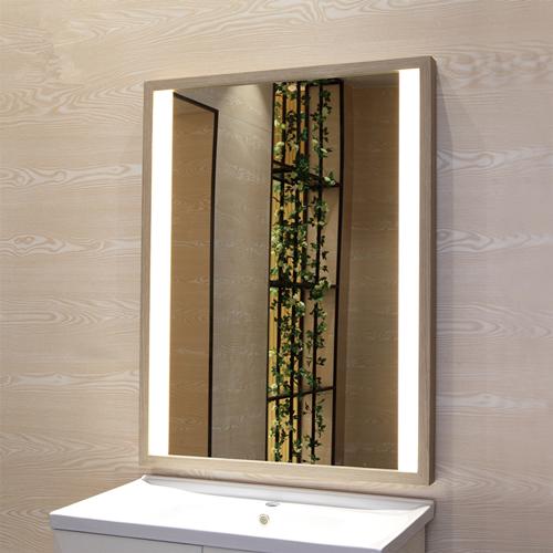 Wood framed LED mirror