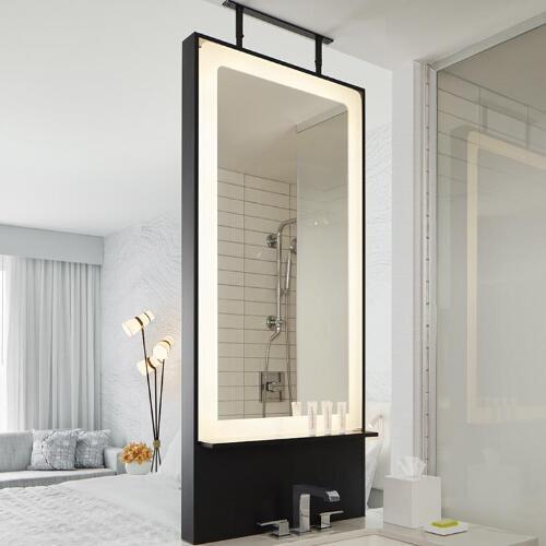 LED mirror with shelf