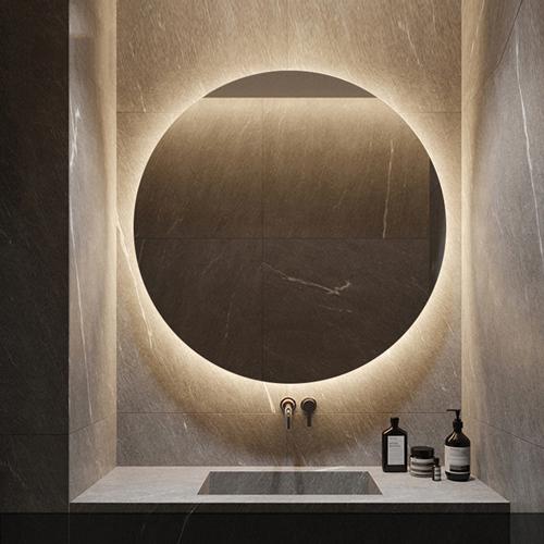 Round backlit bathroom mirror