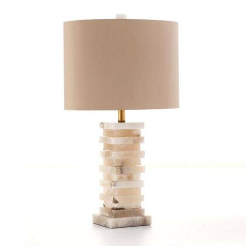 Stacked stone table lamp