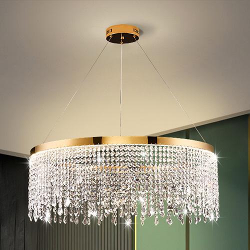 Gold rectangular crystal chandelier