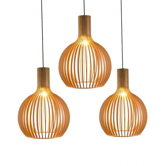 Dining room wood pendant light