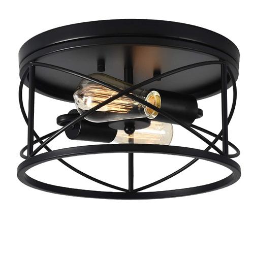 Black industrial flush mount ceiling light