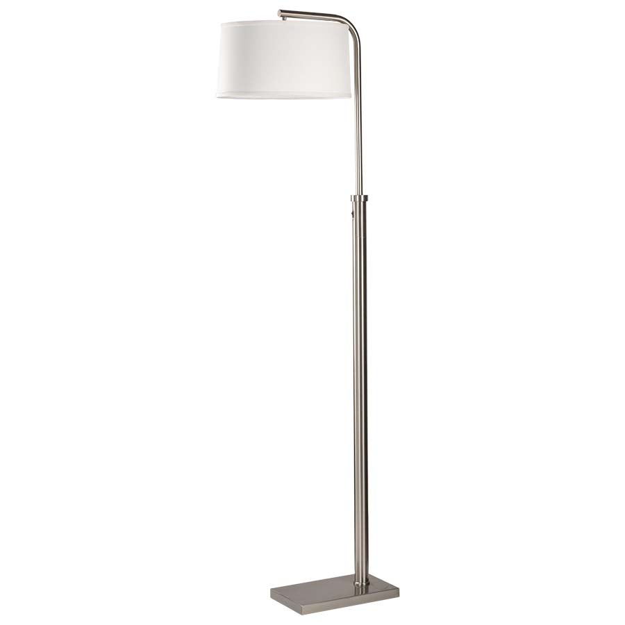 Brushed nickel floor lamp with white shade