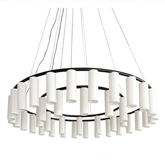 Large black chandelier with shades