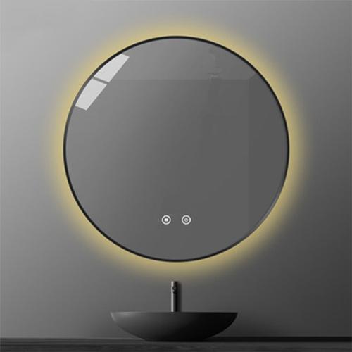 Round gold mirror with lights