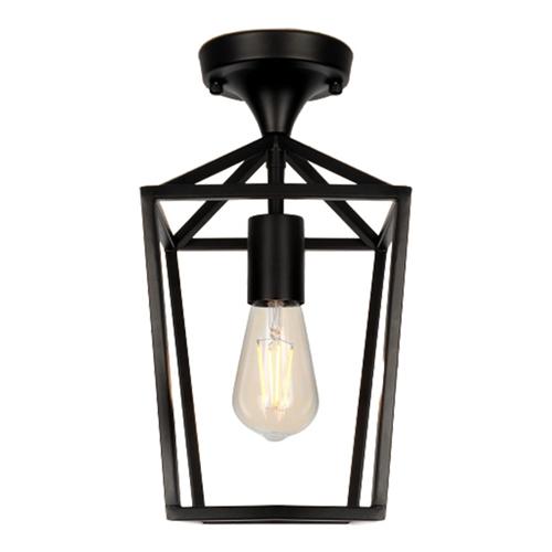 Black industrial semi flush mount light