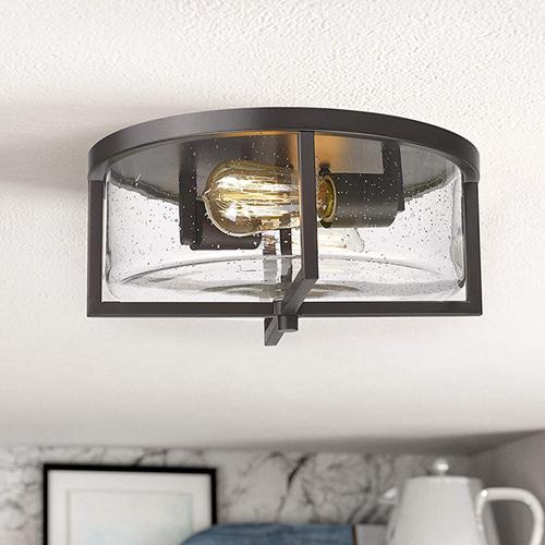 Matte black farmhouse flush mount light