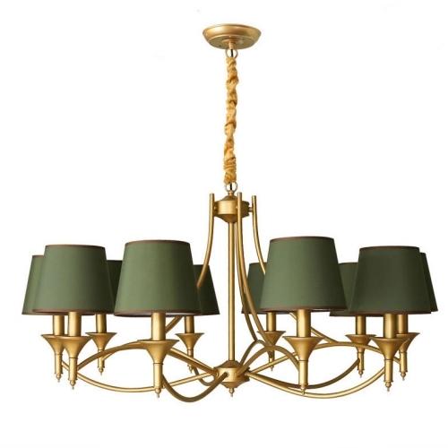 Two tier linen shade chandelier